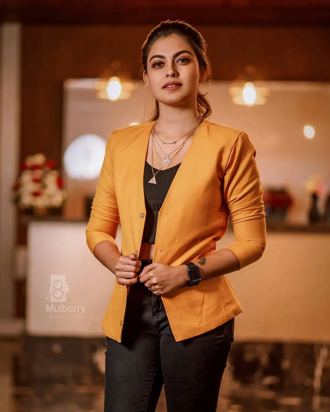 Anusree Nair In Yellow Coat Pant